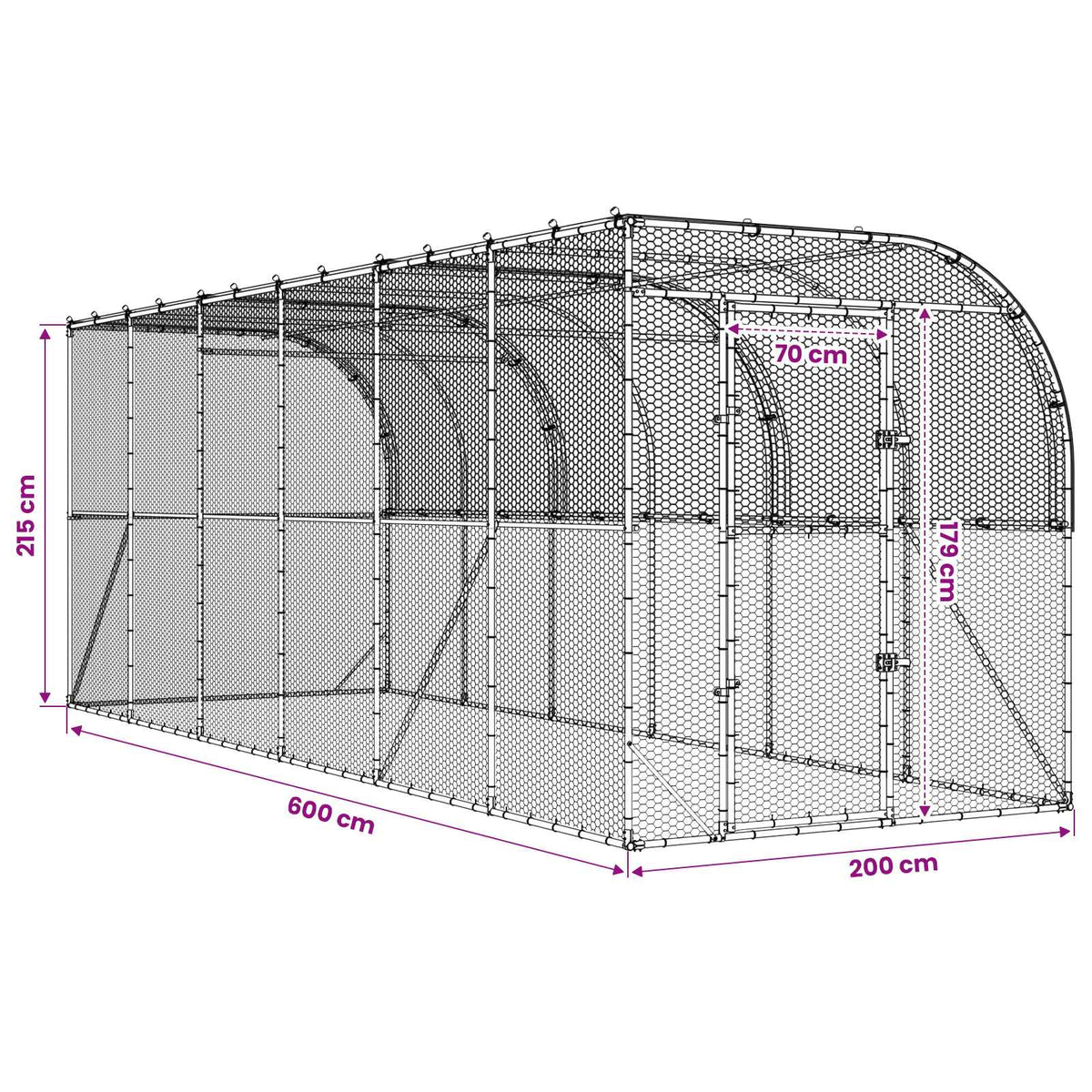 Against Wall Chicken Coop Silver 600 x 200 x 215 cm