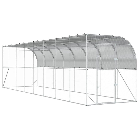 Against Wall Chicken Coop Silver 800 x 200 x 215 cm