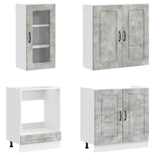 Kitchen Unit KALMAR 8 pcs Concrete Grey Engineered Wood