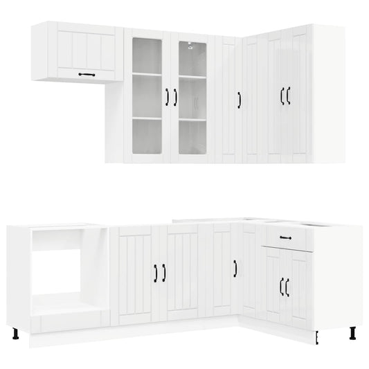 Kitchen Unit LUCCA 8 pcs High Gloss White Engineered Wood