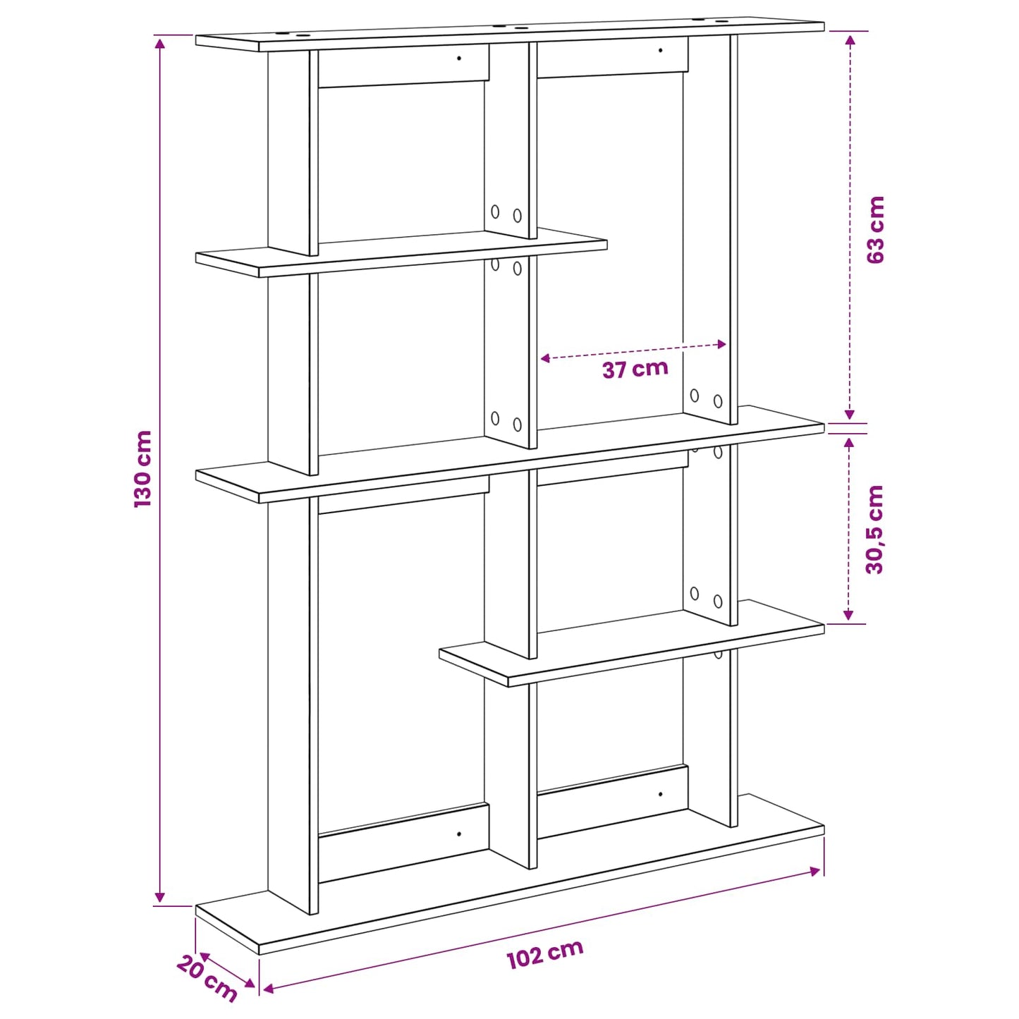 Wall Shelf Old Wood 102 x 20 x 130 cm Engineered Wood