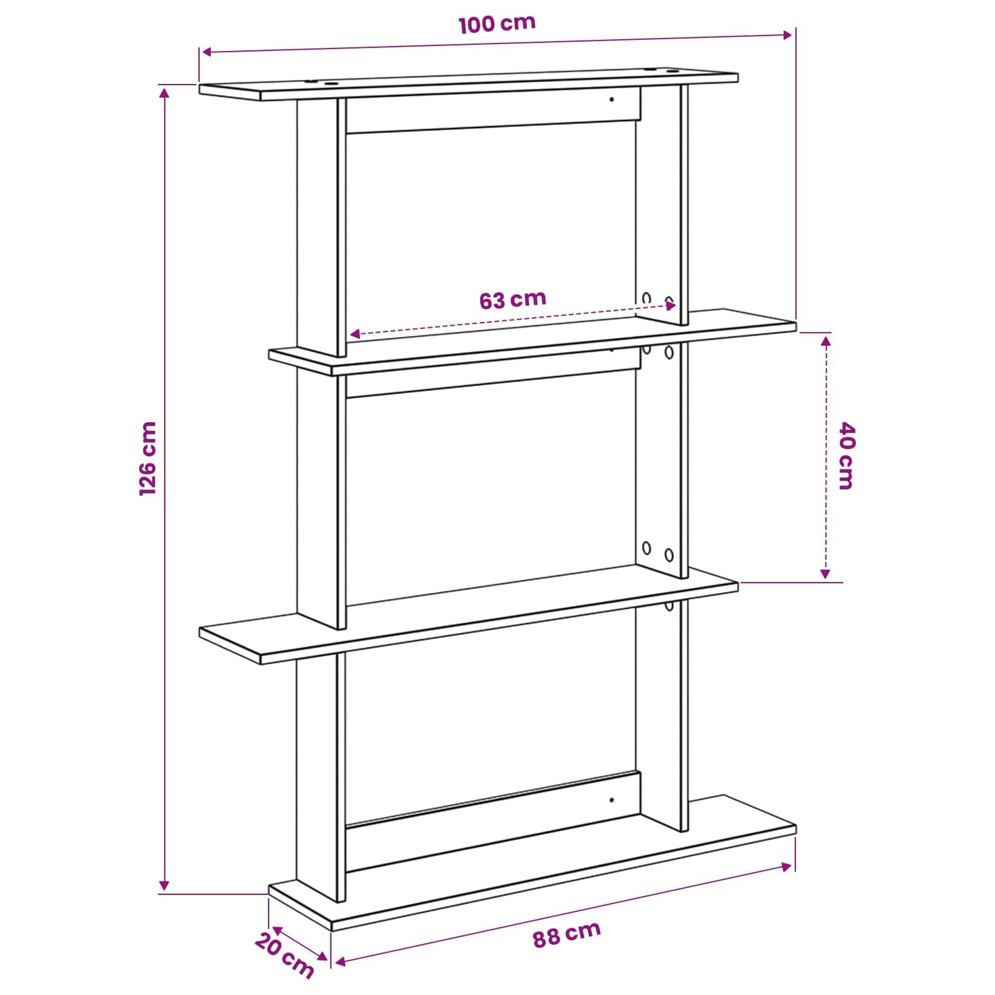 Wall Shelf Sonoma Oak 100 x 20 x 126 cm Engineered Wood