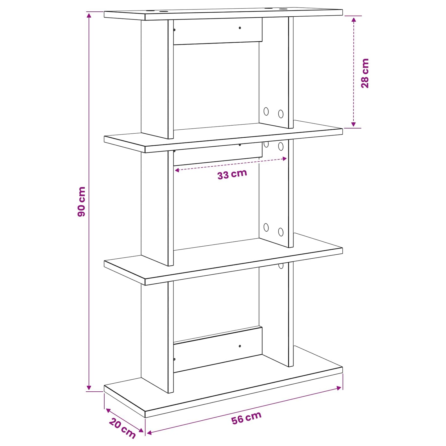 Wall Shelf Wall-Mounted Old Wood 56 x 20 x 90 cm