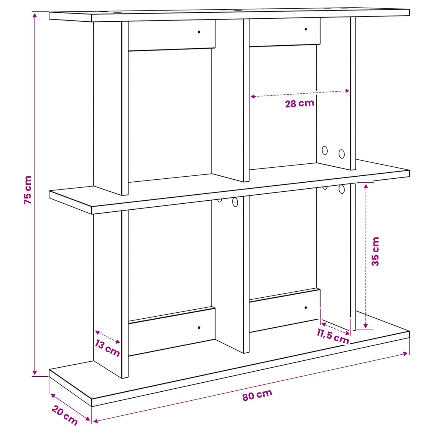 Wall Shelf Wall-Mounted Smoked Oak 80 x 20 x 75 cm