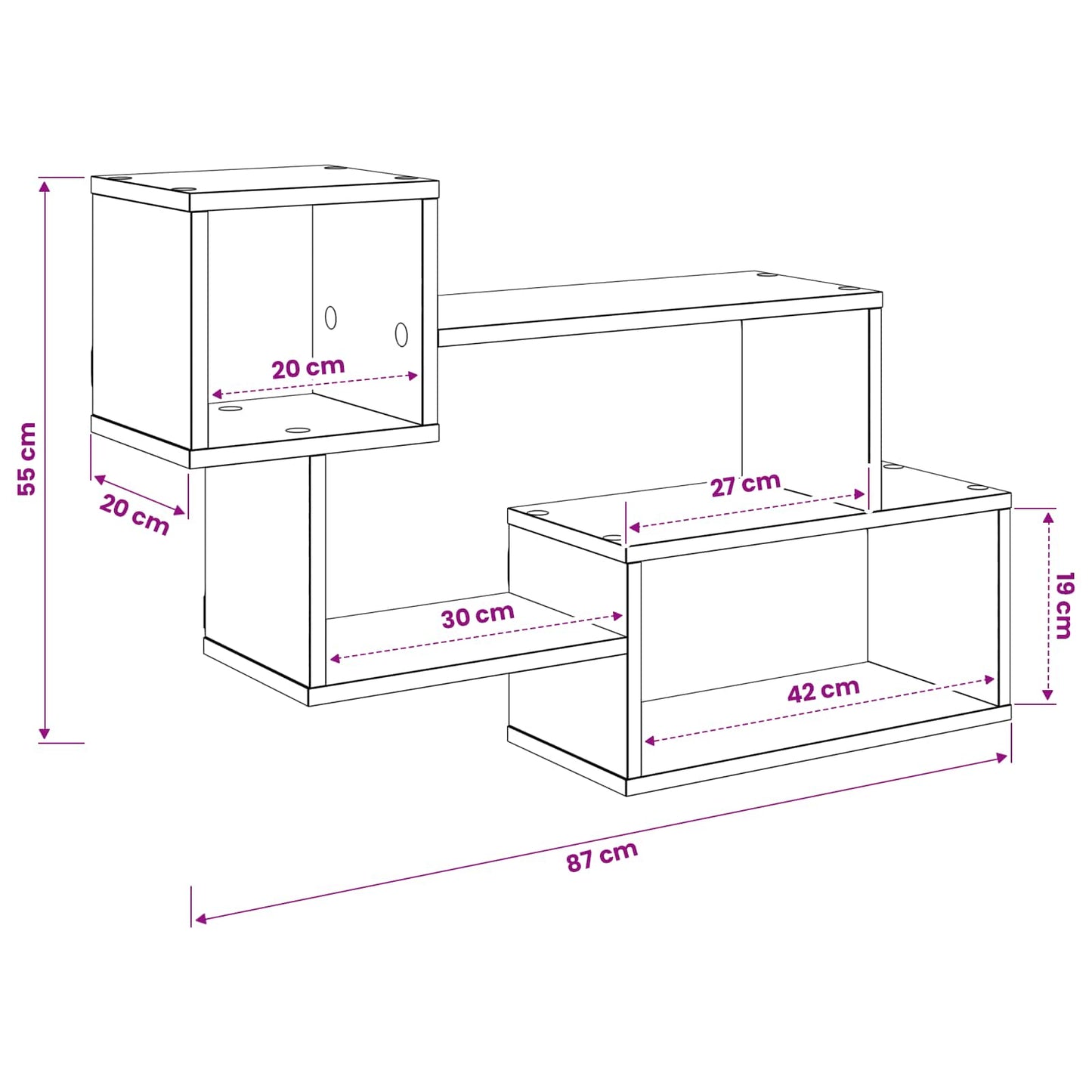 Floating Shelf Wall-Mounted Smoked Oak 87 x 20 x 55 cm