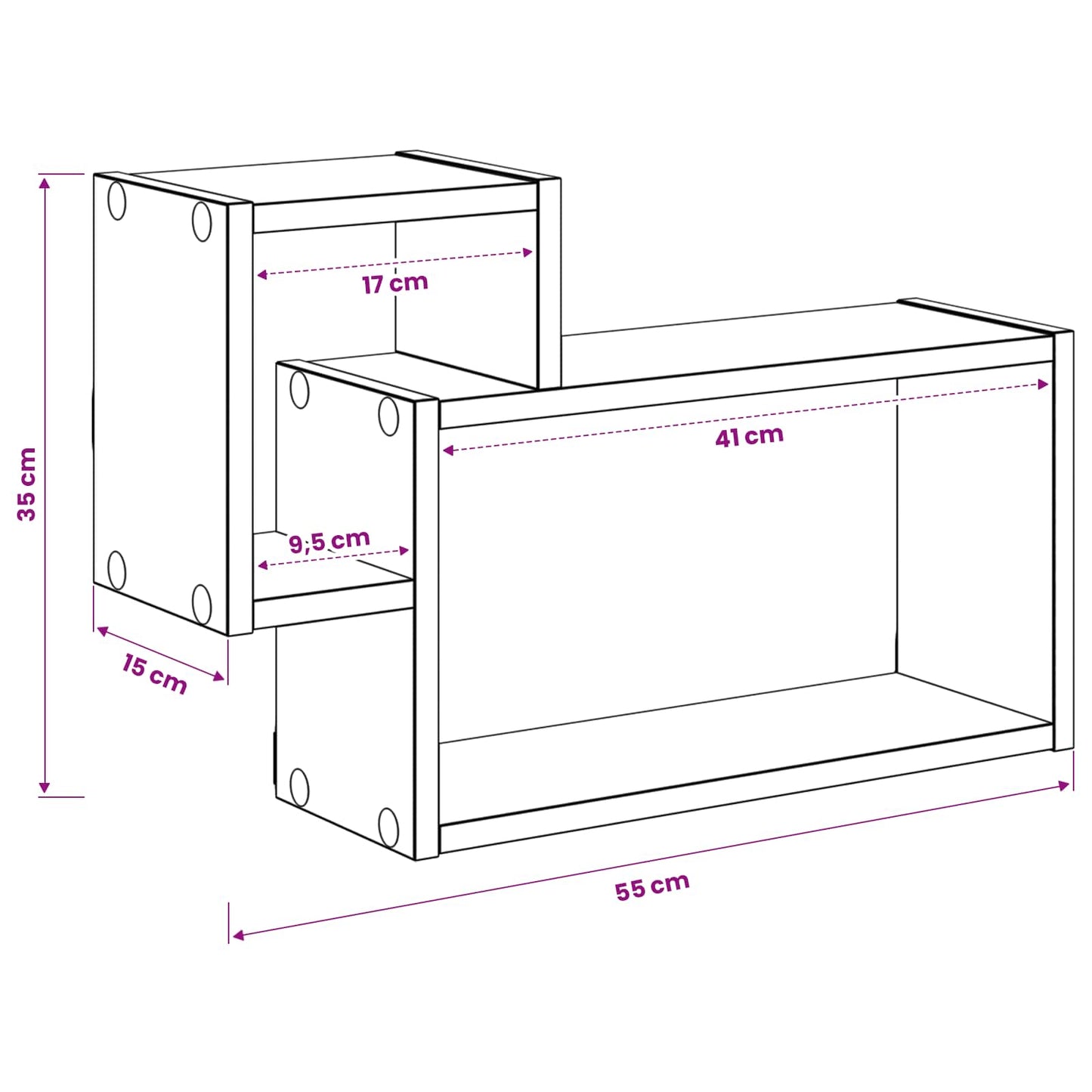 Wall Shelf Wall-Mounted Grey Sonoma 55 x 15 x 35 cm