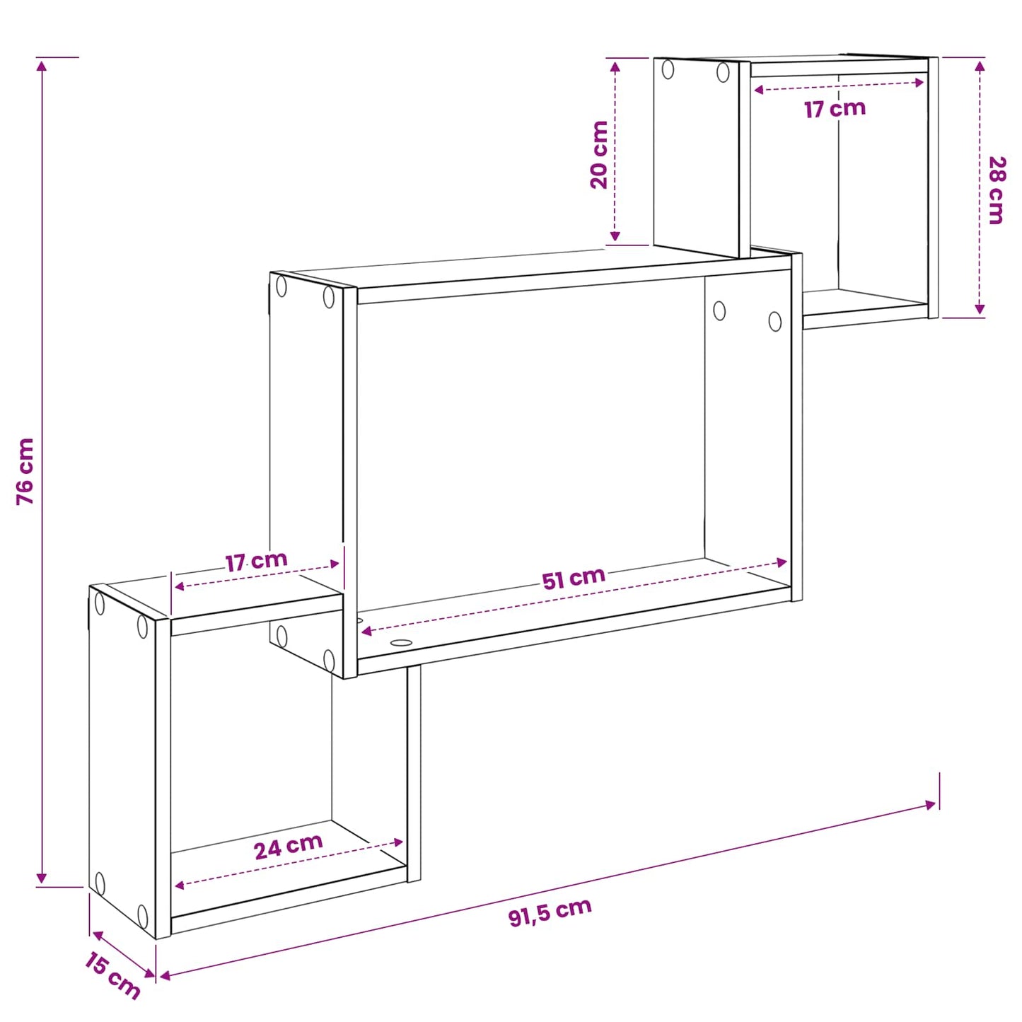 Wall Shelf Wall-Mounted Concrete Grey 91.5 x 15 x 76 cm