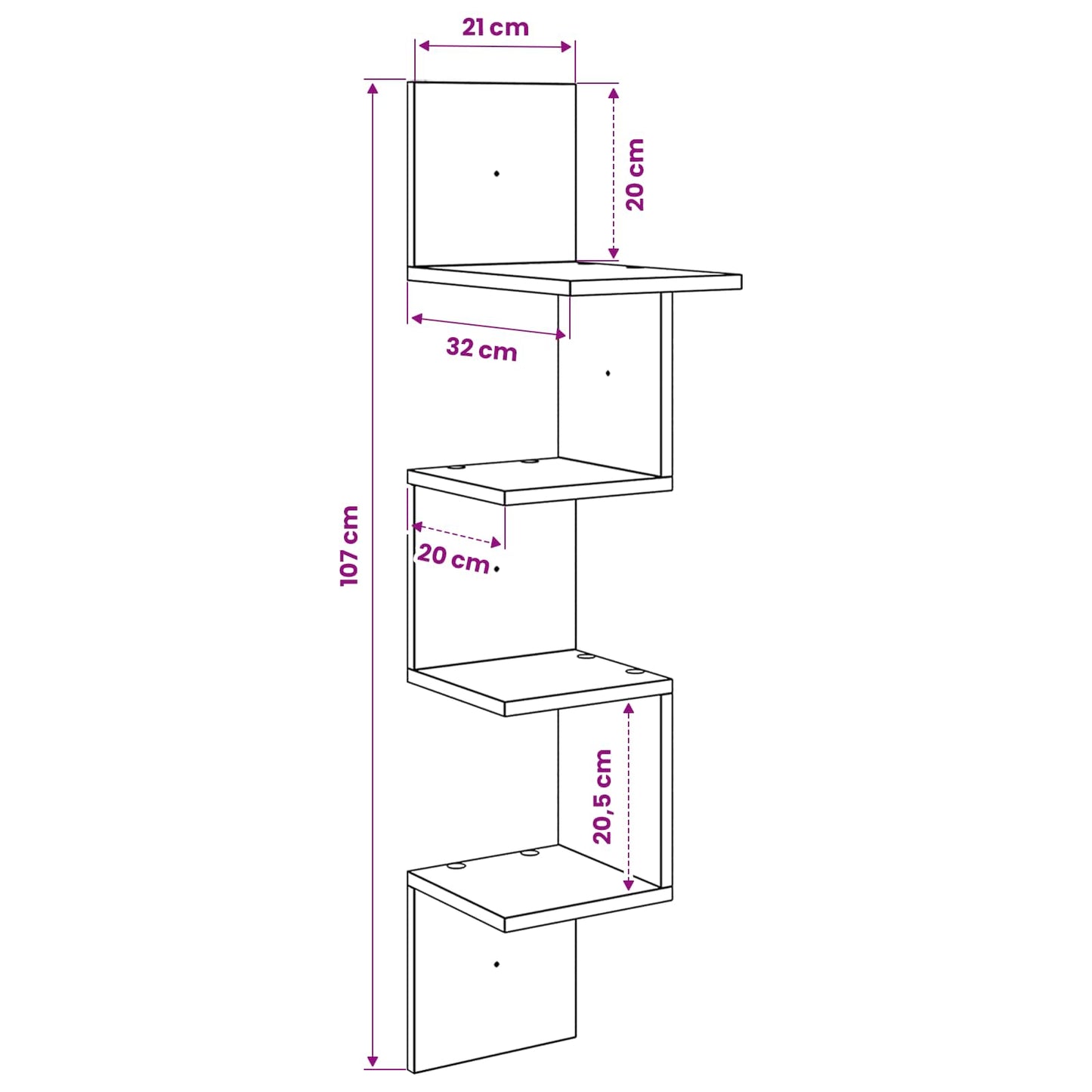 Wall Shelf Wall-Mounted Concrete Grey 32 x 21 x107 cm