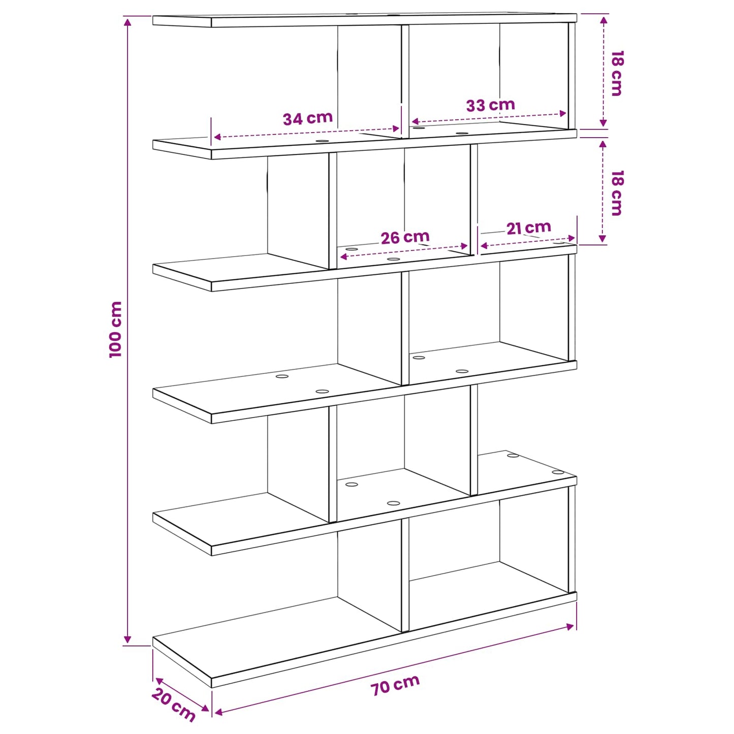 Wall Shelf Black Oak 70 x 20 x 100 cm Engineered Wood