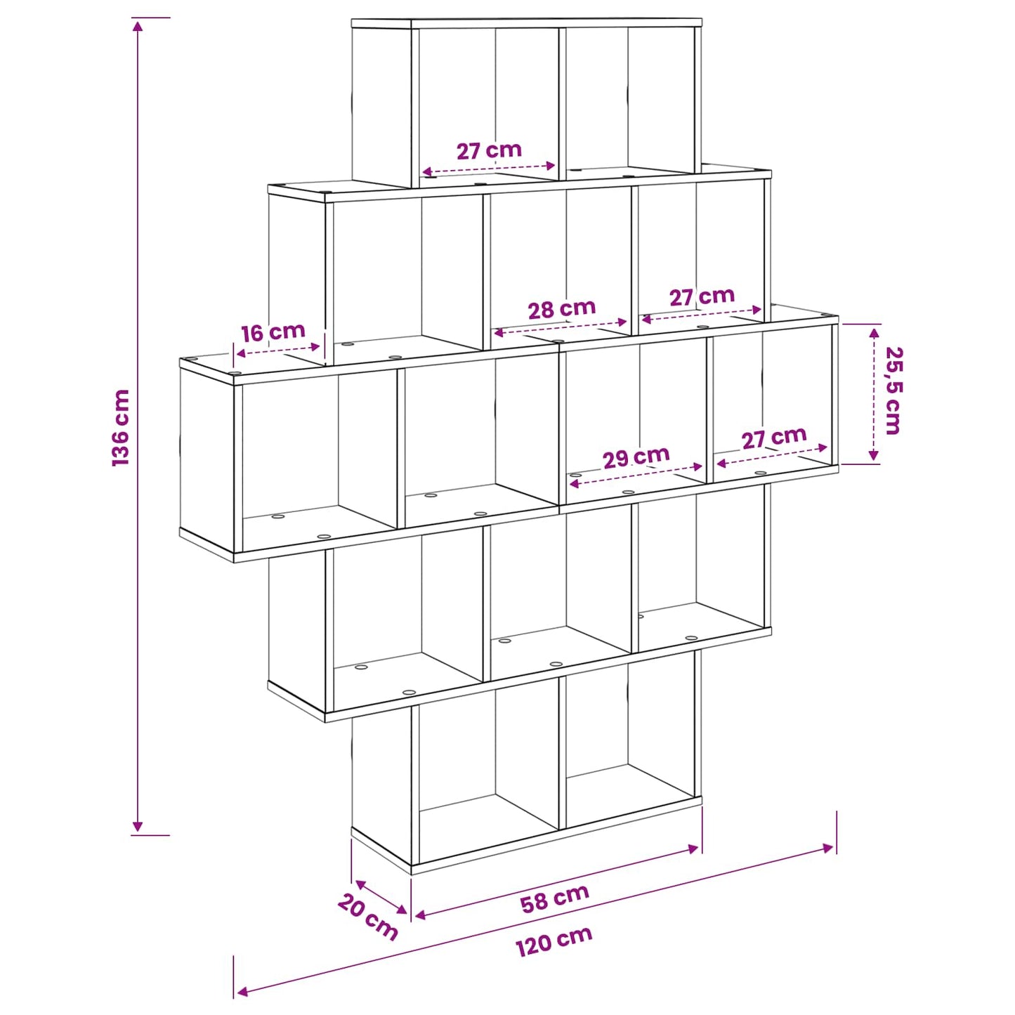 Wall Shelf Sonoma Oak 120 x 20 x 136 cm Engineered Wood