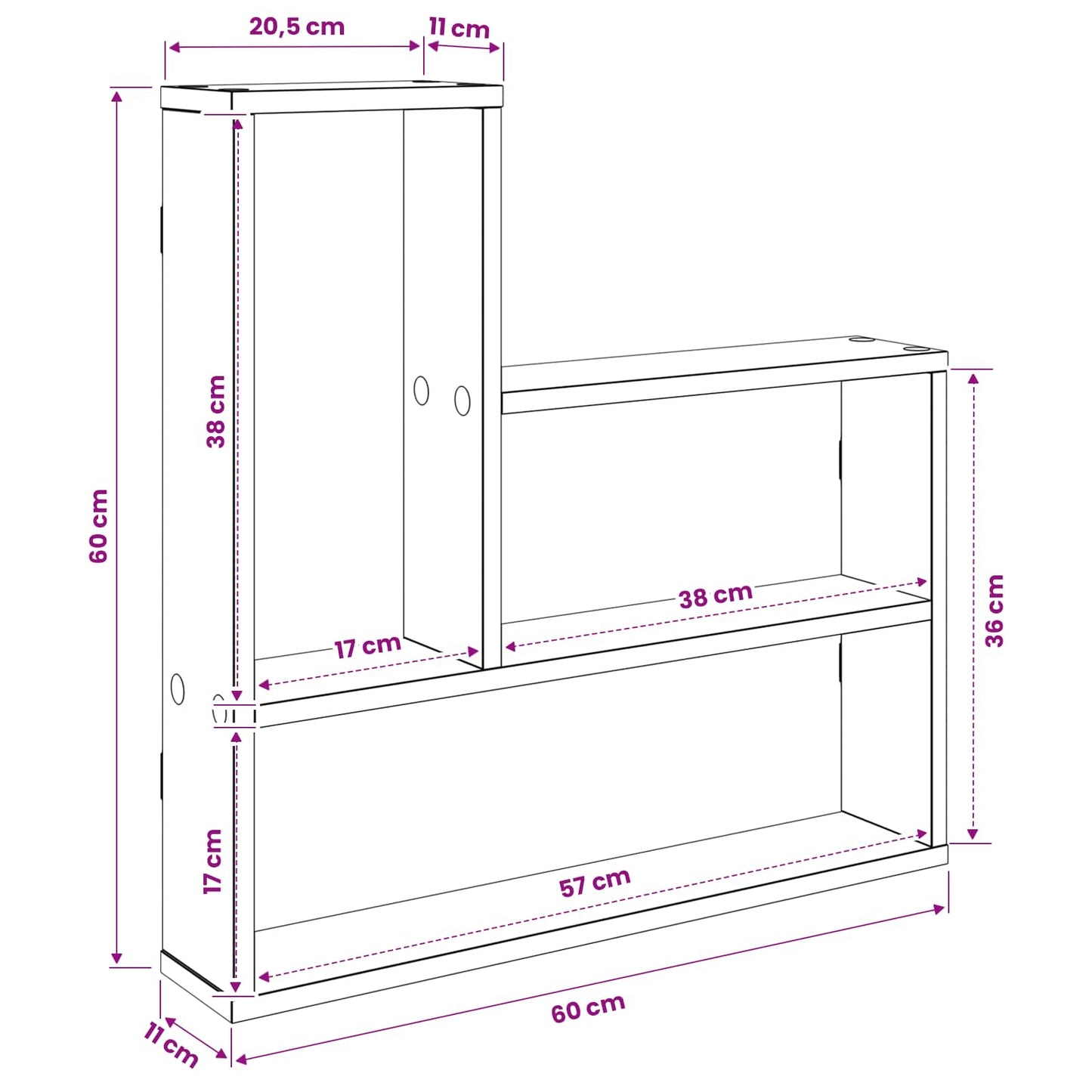 Wall Shelf Sonoma Oak 60 x 11 x 60 cm Engineered Wood