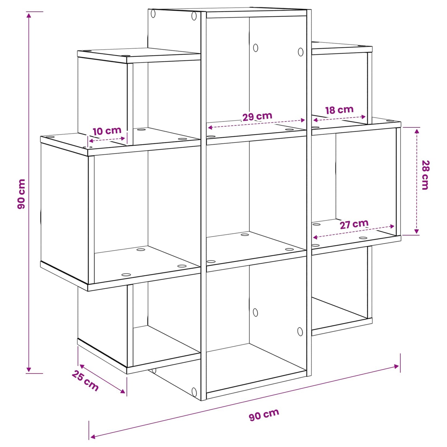 Wall Shelf Grey Sonoma 90 x 25 x 90 cm Engineered Wood