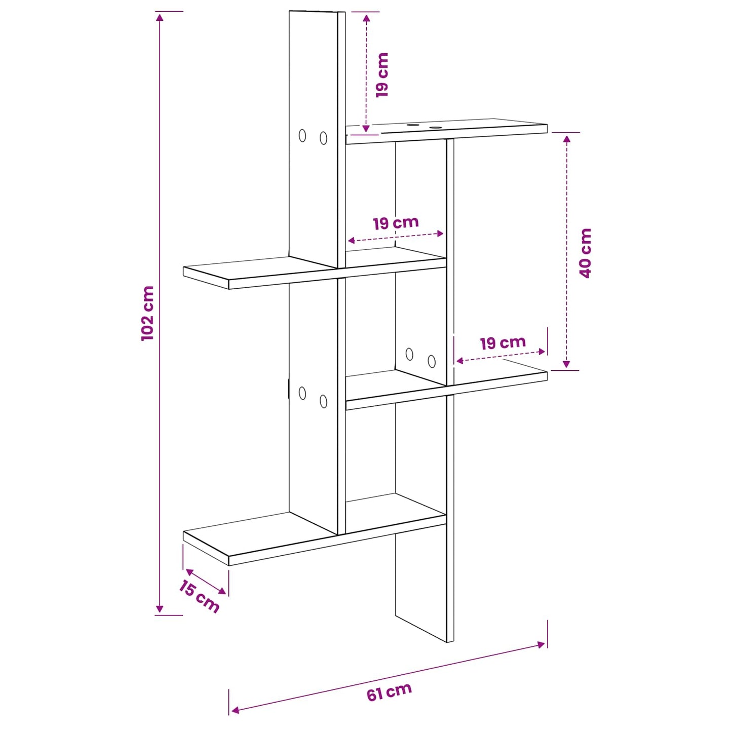 Wall Shelf Sonoma Oak 61 x 15 x 102 cm Engineered Wood