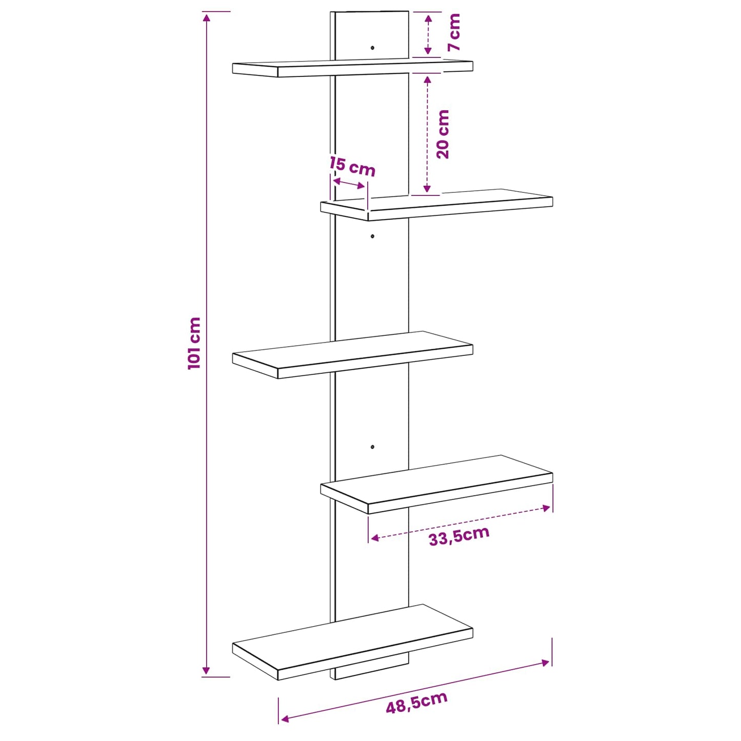 Wall Floating Shelf Artisan Oak 48.5 x 15 x 101 cm