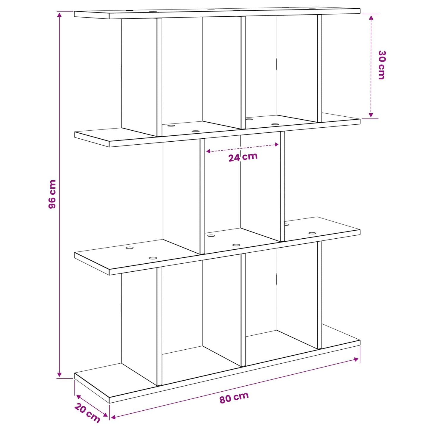 Wall Shelf Black Oak 80 x 20 x 96 cm Engineered Wood