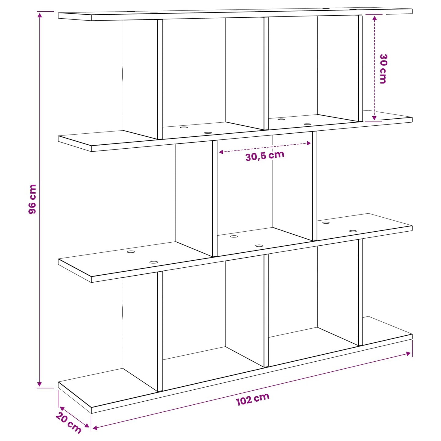 Wall Shelf Smoked Oak 102 x 20 x 96 cm Engineered Wood