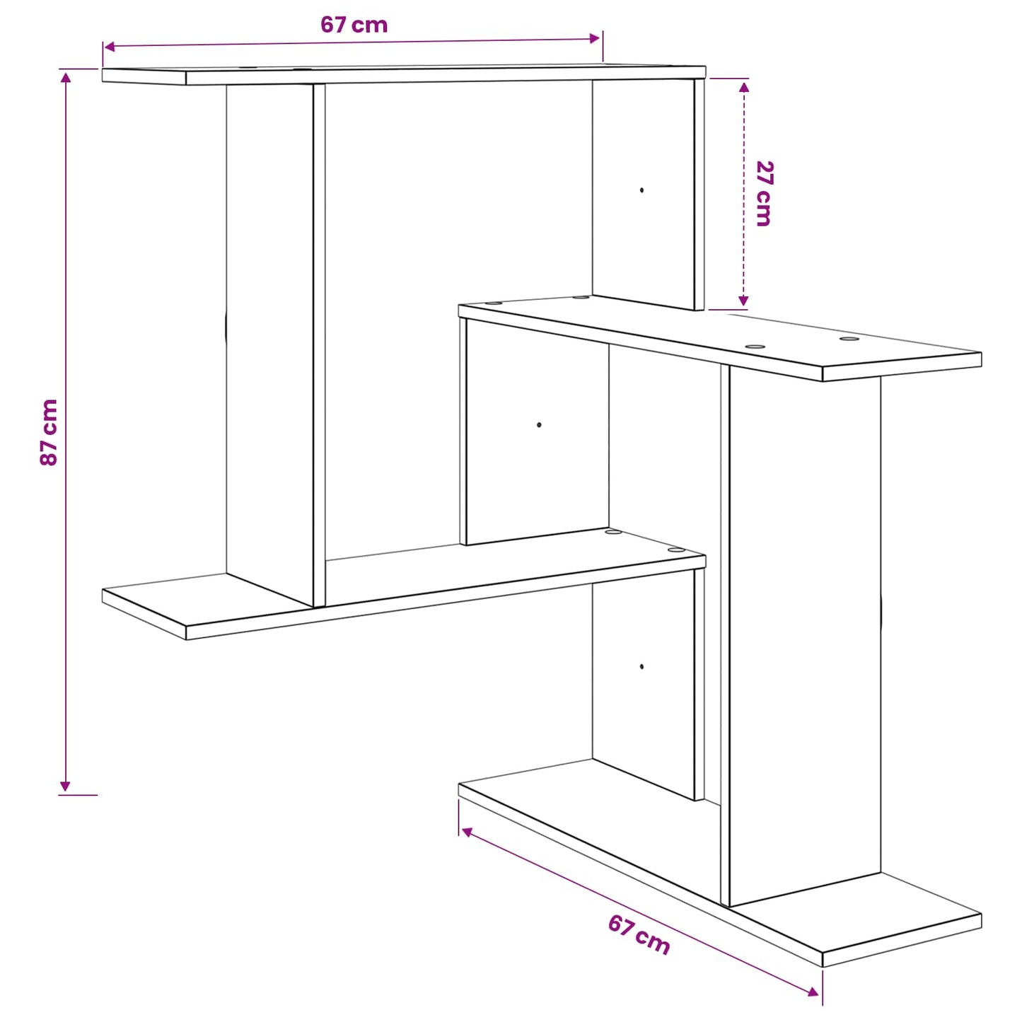 Wall Shelf White 67 x 67 x 87 cm Engineered Wood
