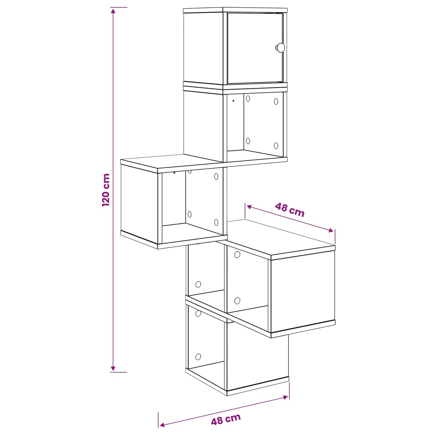 Wall Corner Shelf Artisan Oak 48 x 48 x 120 cm Engineered Wood