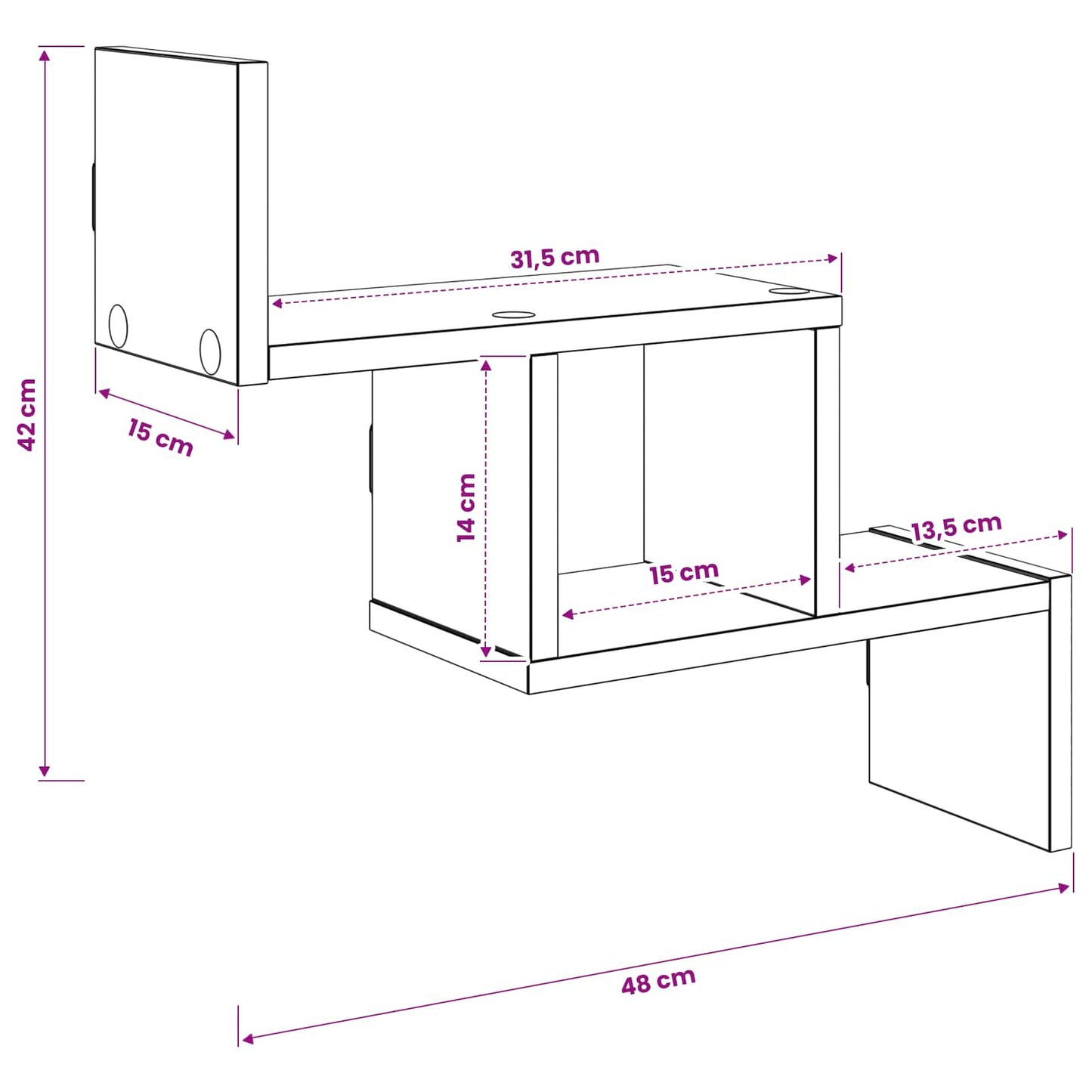 Wall Shelf Artisan Oak 48 x 15 x 42 cm Engineered Wood