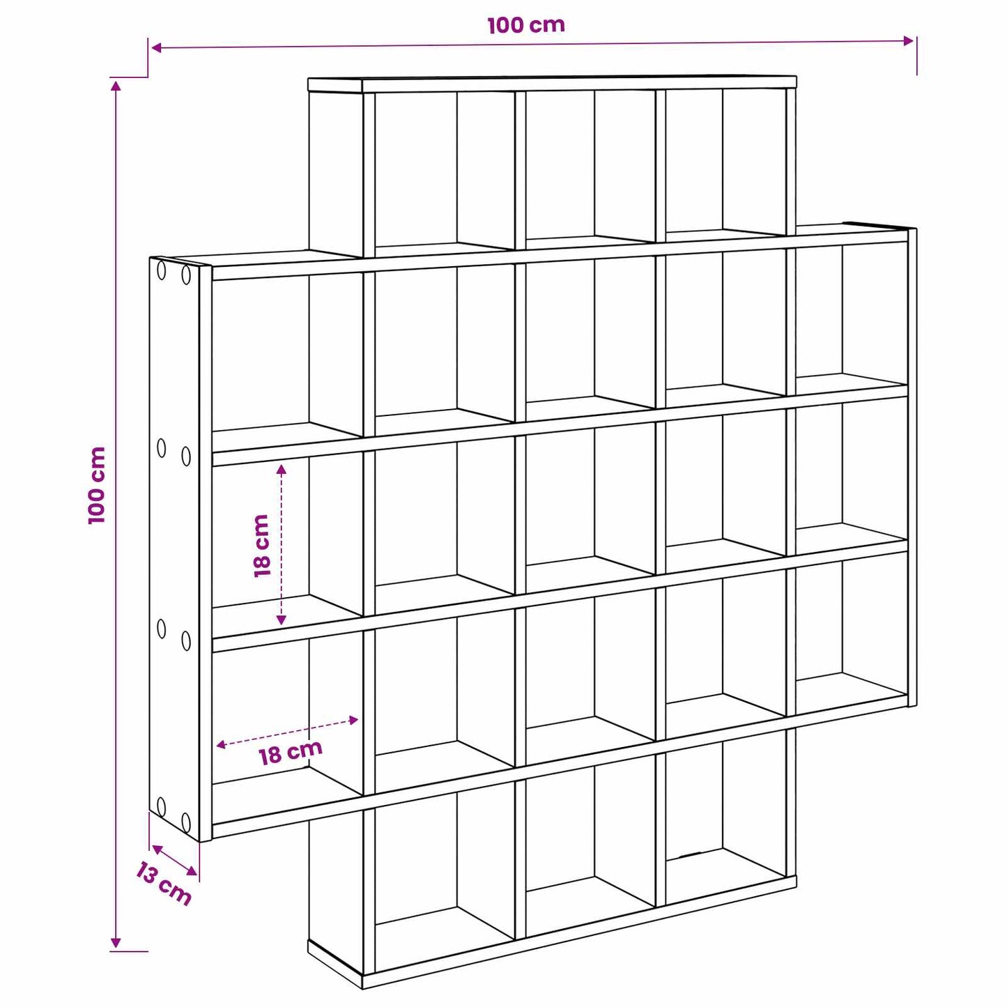 Wall Shelf Sonoma Oak 100 x 13 x 100 cm Engineered Wood