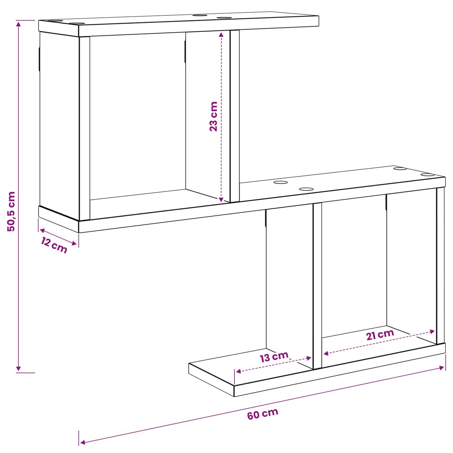 Wall Shelf White 60 x 12 x 50.5 cm Engineered Wood