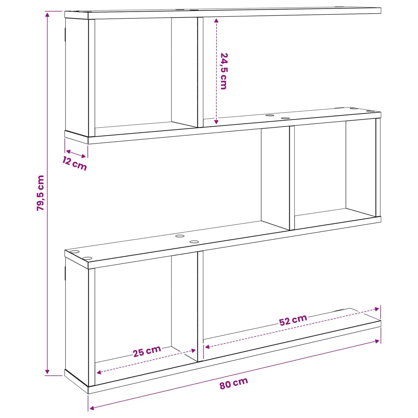 Wall Shelf Concrete Grey 80 x 12 x 79.5 cm Engineered Wood