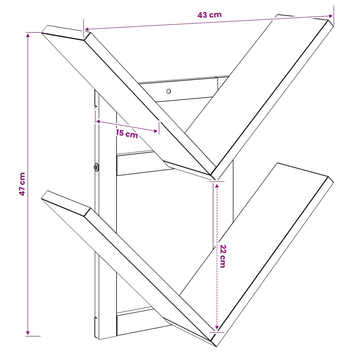 Wall Floating Shelf 2 pcs Black Oak 43 x 15 x 47 cm