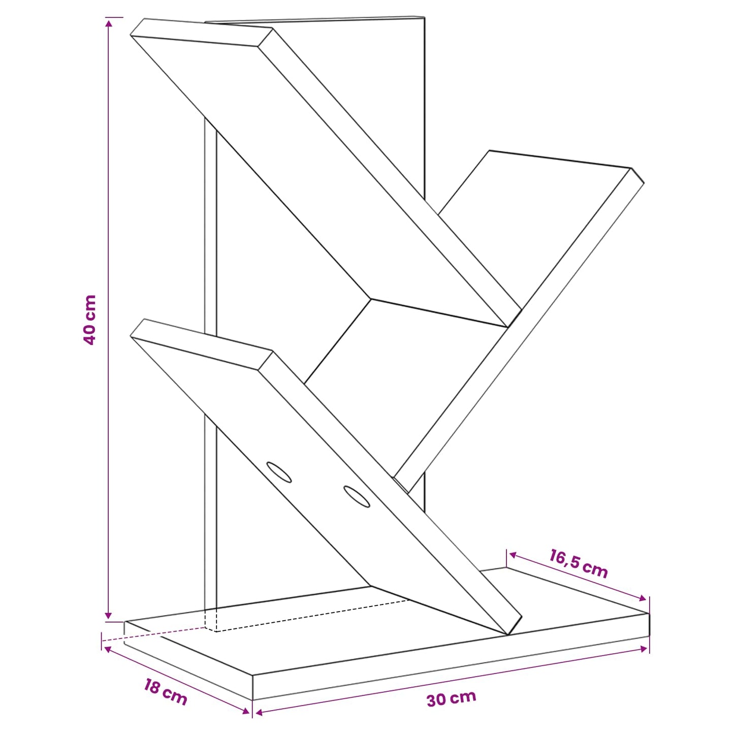 Tree Bookshelf 3-Tier 30 x 18 x 40 cm Engineered Wood Old Wood