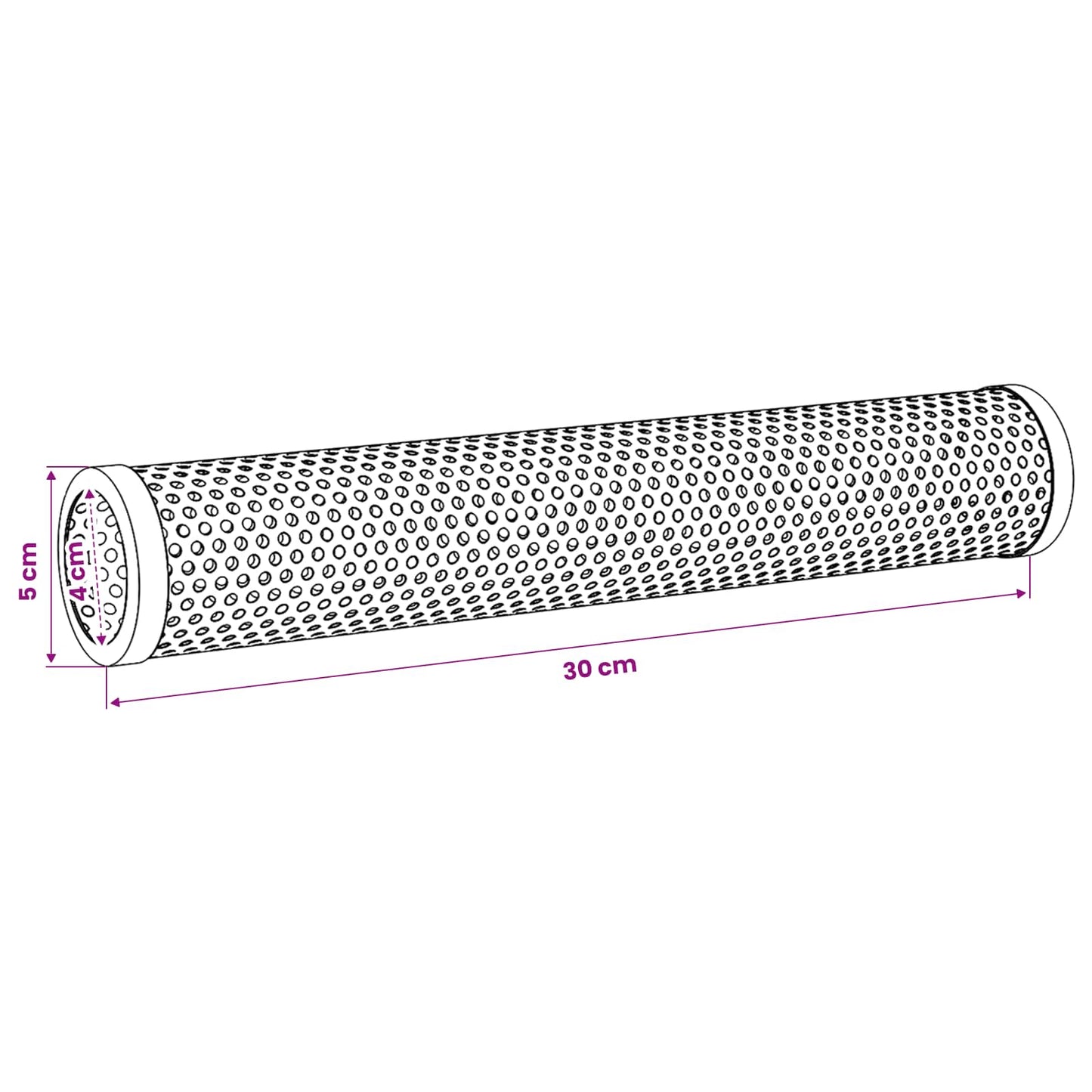 Smoker Tube 2 pcs Ø 5 x 30 cm Stainless Steel 304 Silver