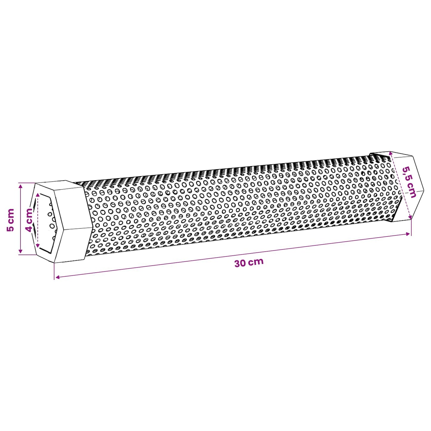Smoker Tube 2 pcs 5 x 5 x 30 cm Stainless Steel 304 Silver