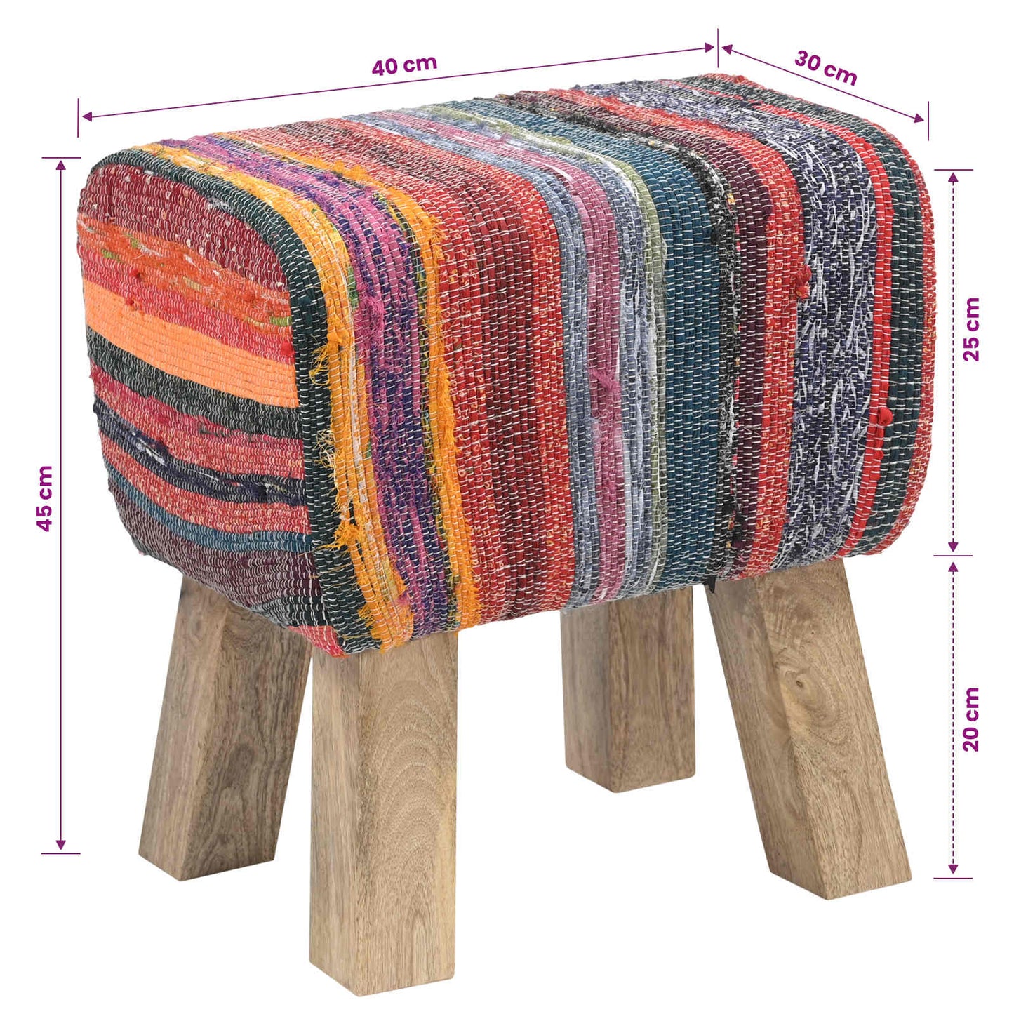 Bench 40 x 30 x 45 cm Real Leather Multicolour