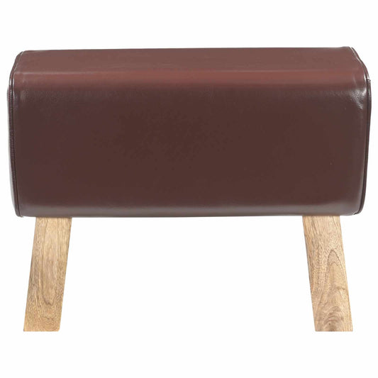 Bench 60 x 30 x 45 cm Real Leather Dark Brown