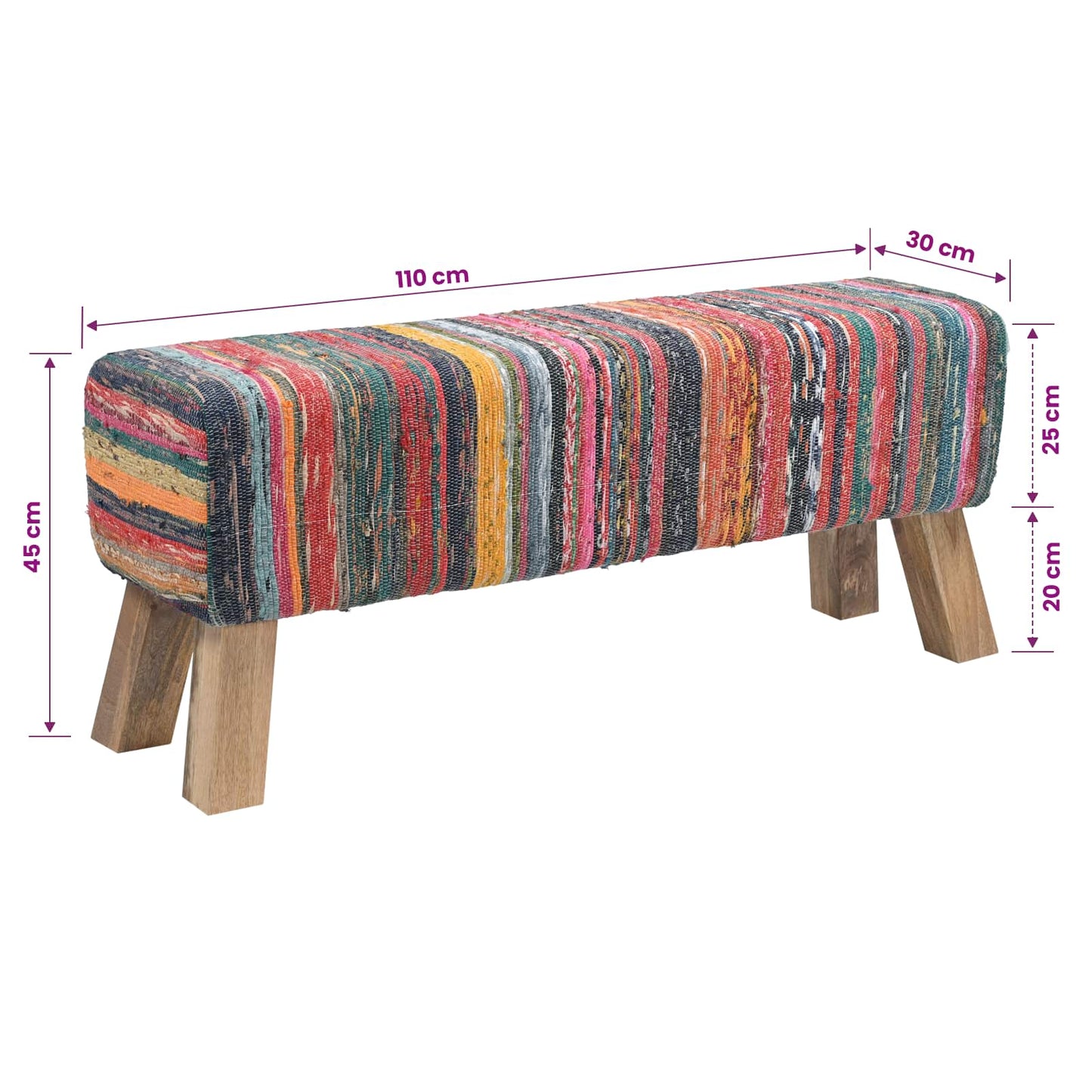 Bench 110 x 30 x 45 cm Real Leather Multicolour