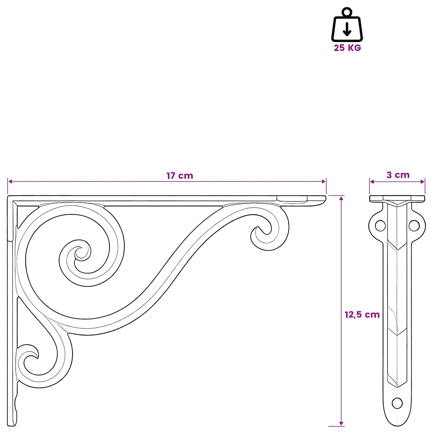 Wall Shelf Brackets 12 pcs Antique White 12.5 x 17 x 3 cm Steel