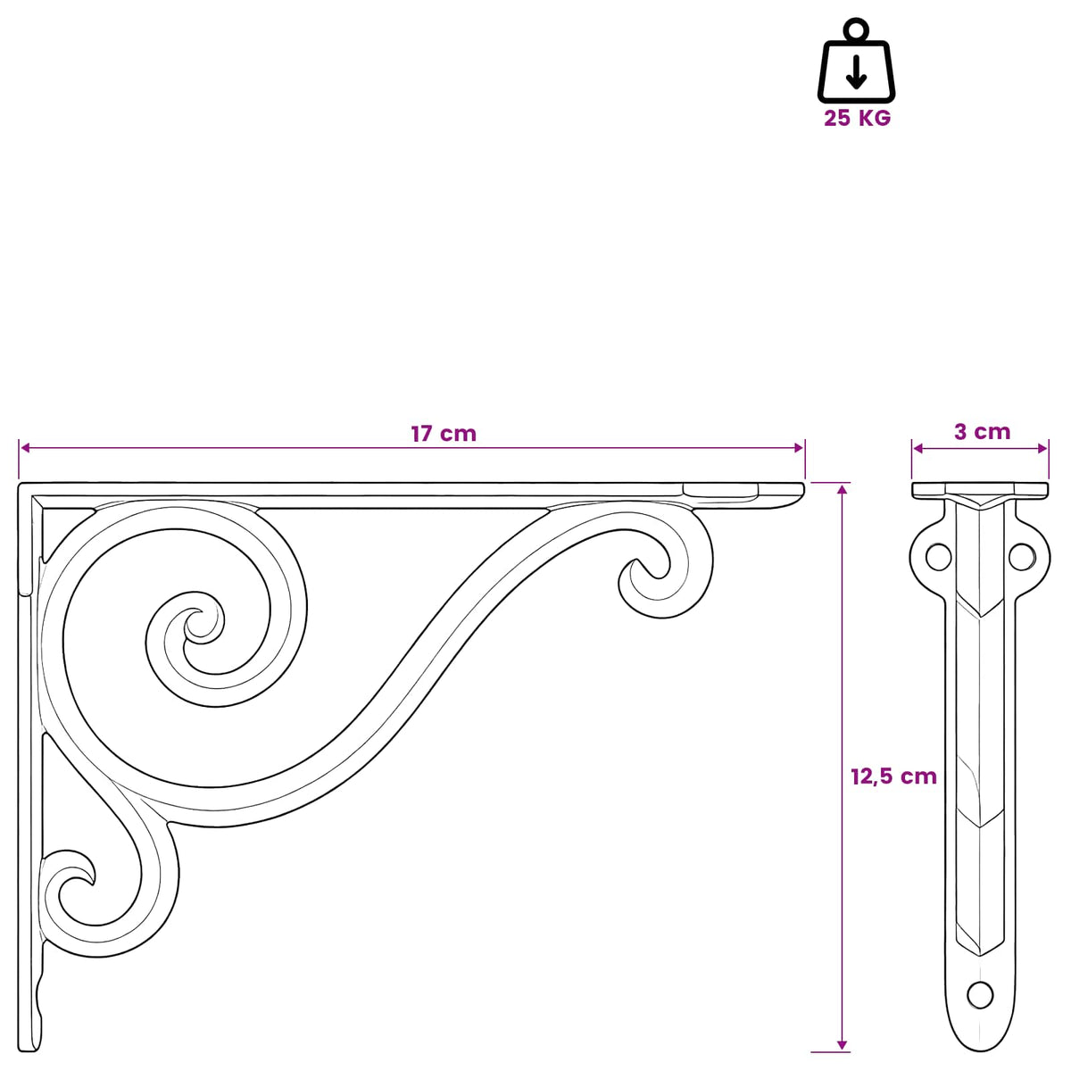Wall Shelf Brackets 12 pcs Antique Brown 12.5 x 17 x 3 cm Steel