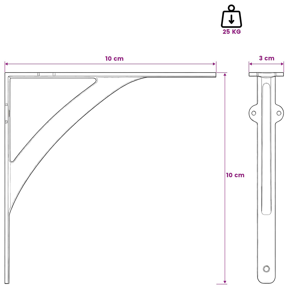 Wall Shelf Brackets 2 pcs Antique White 10 x 10 x 3 cm Steel