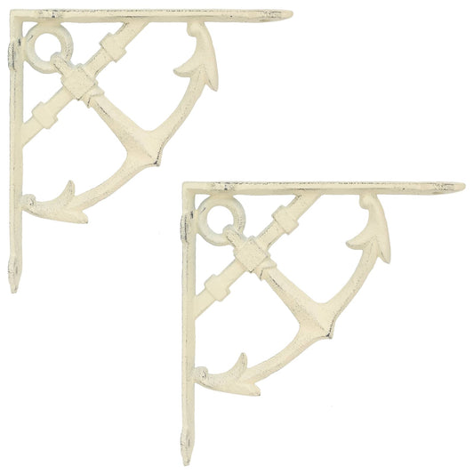 Wall Shelf Brackets 2 pcs Antique White 10 x 10 x 3 cm Steel