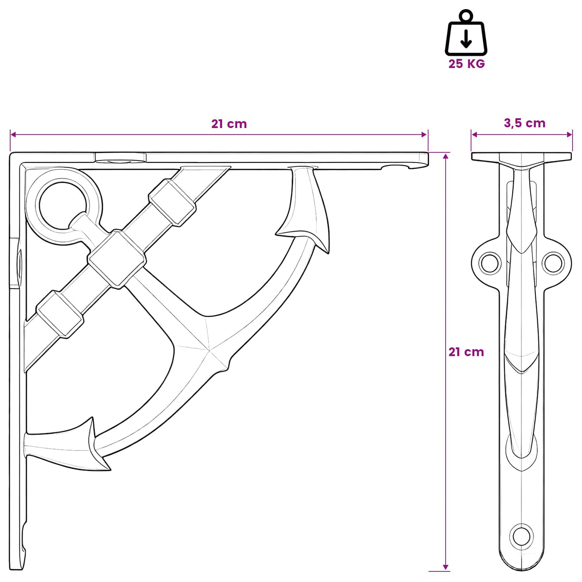 Wall Shelf Brackets 12 pcs Antique White 21 x 21 x 3.5 cm Steel
