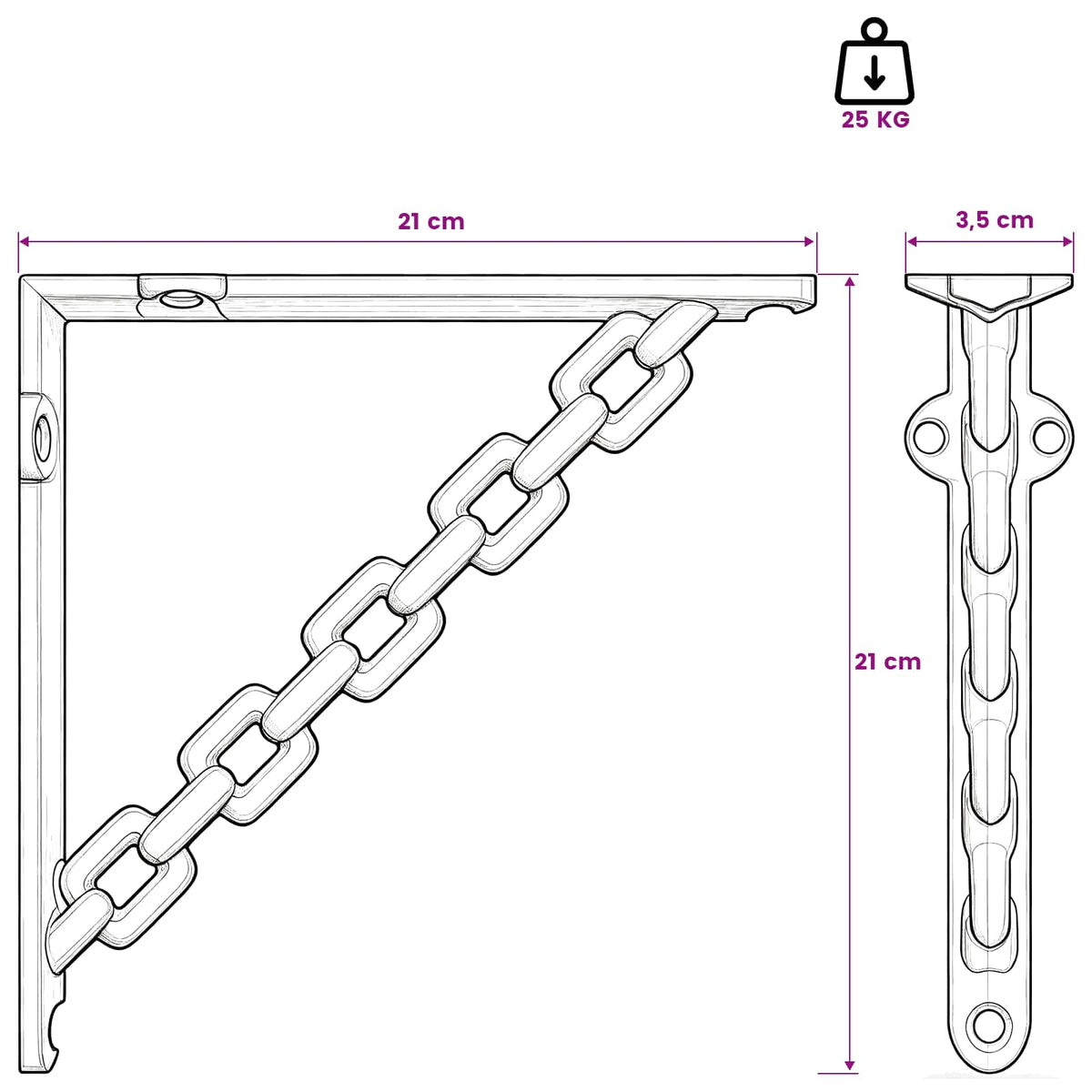 Wall Shelf Brackets 2 pcs Antique White 21 x 21 x 3.5 cm Steel