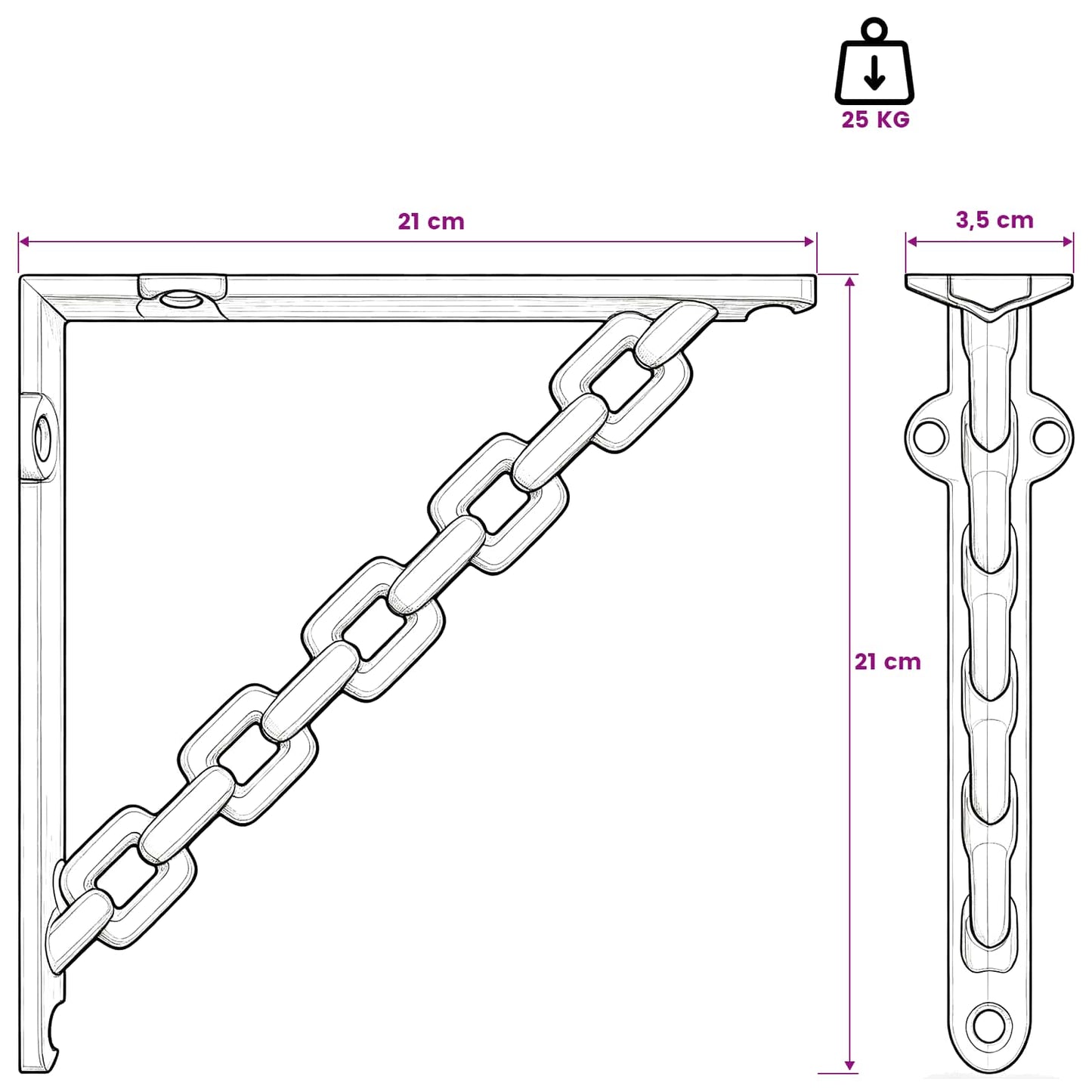 Wall Shelf Brackets 12 pcs Black 21 x 21 x 3.5 cm Steel