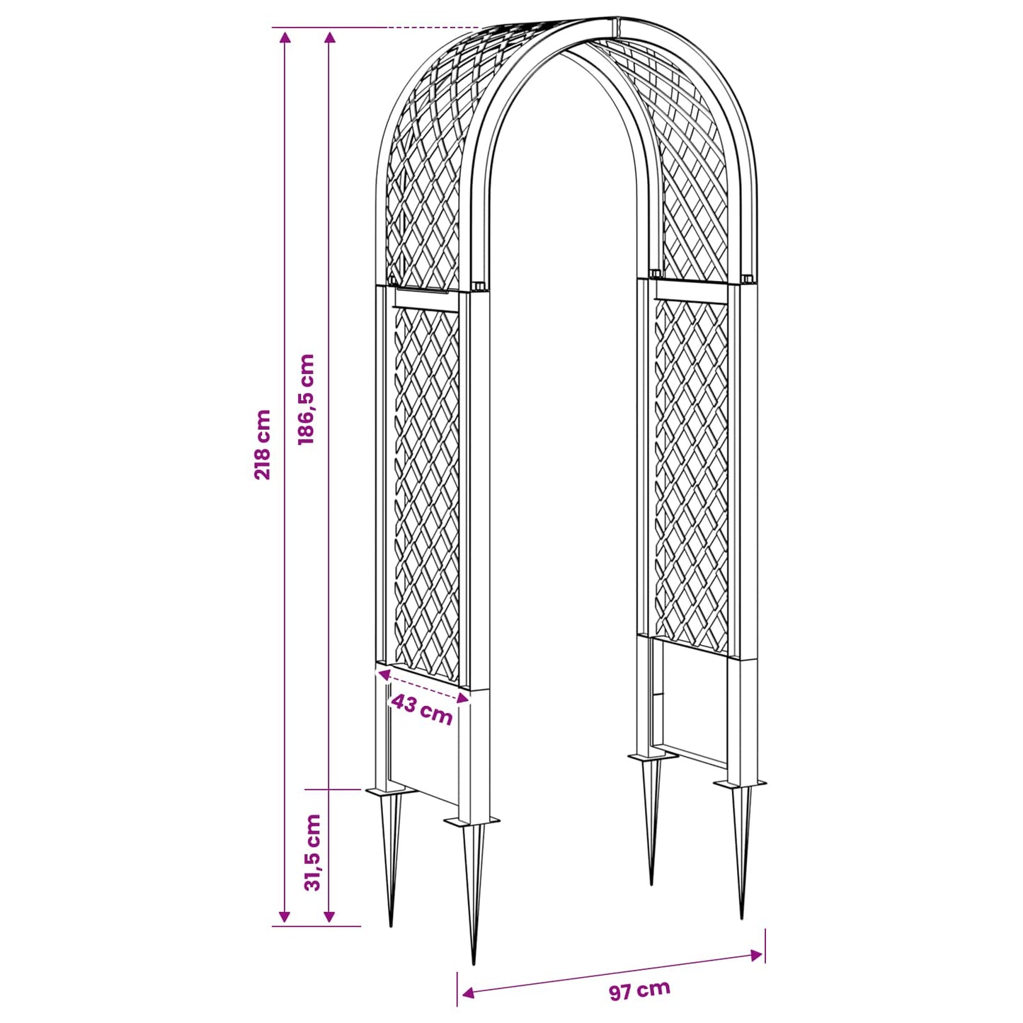 Rose Arch with Spikes PP Anthracite