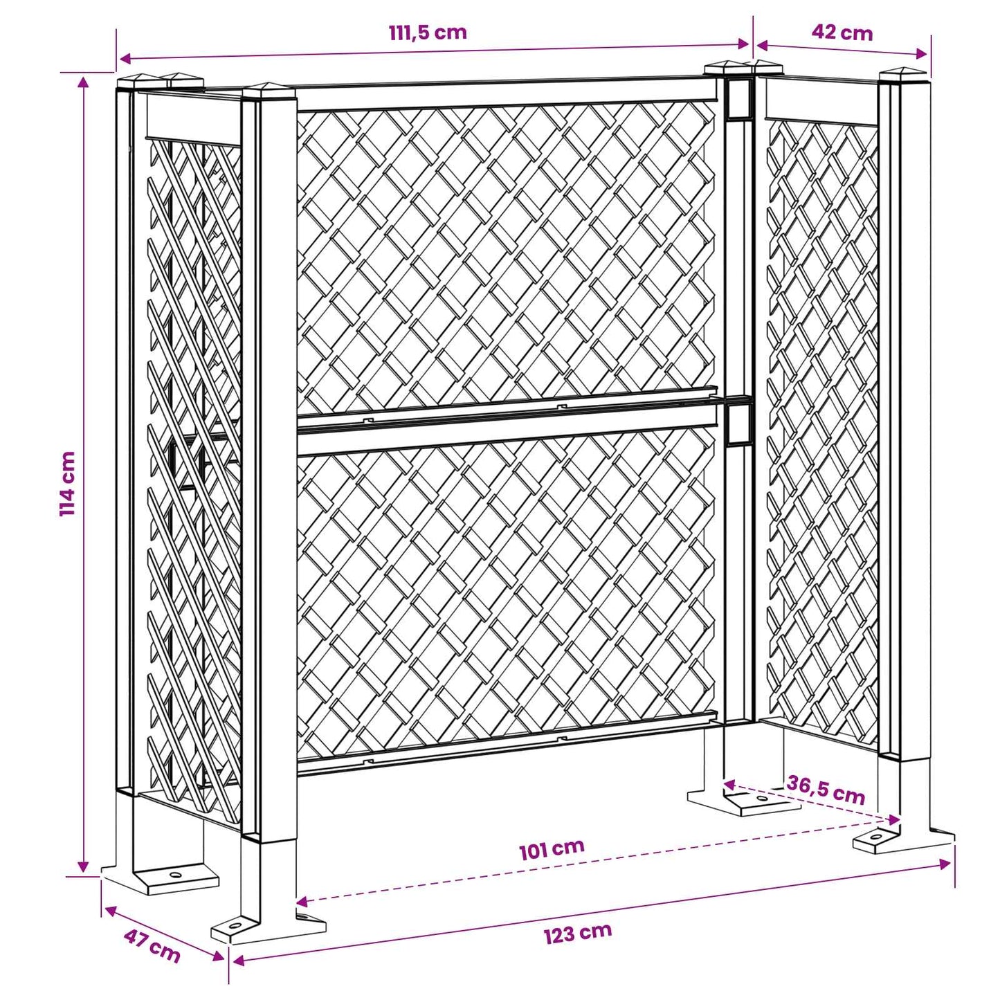 Dustbin Trellis Anthracite 123 x 47 x 114 cm PP