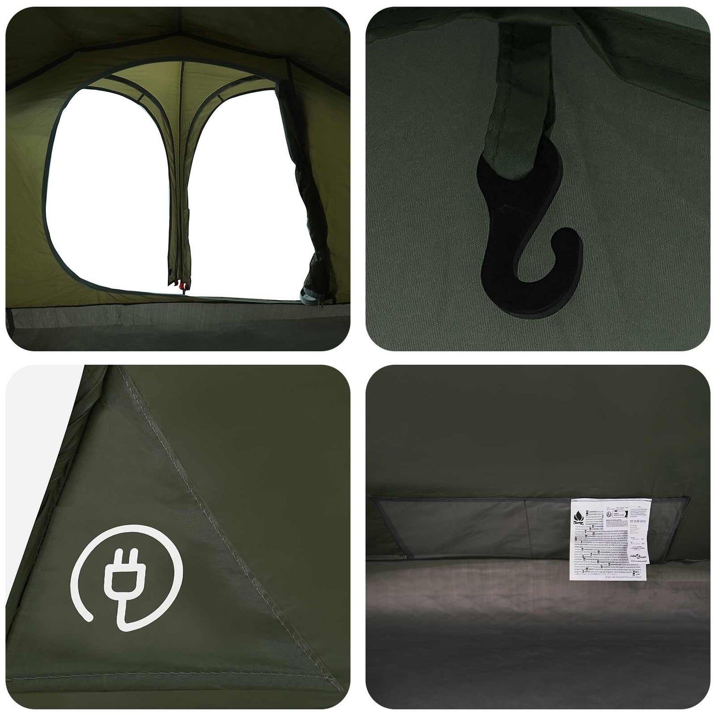 Trekking Tent with Rainfly Water-Resistant 2-Person Army Green