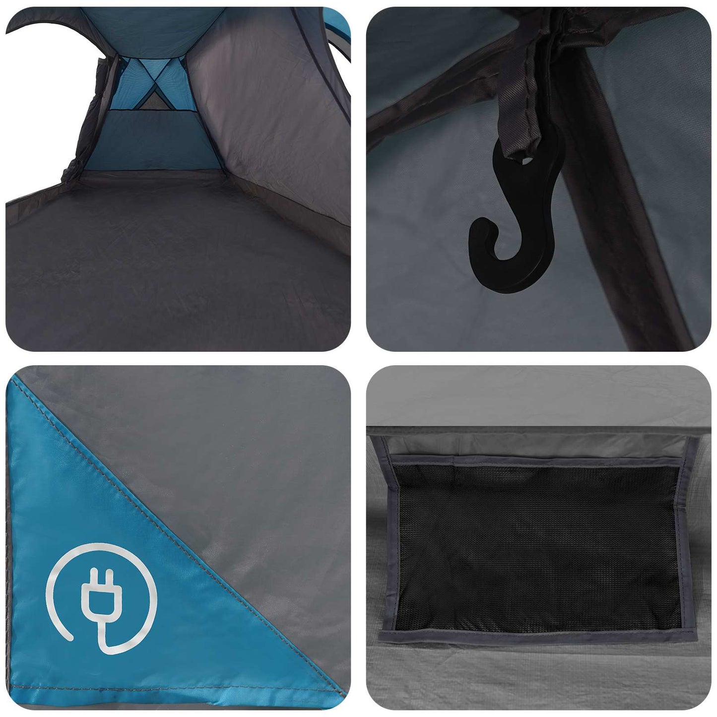 Trekking Tent with Rainfly Water-Resistant 3-Person Blue