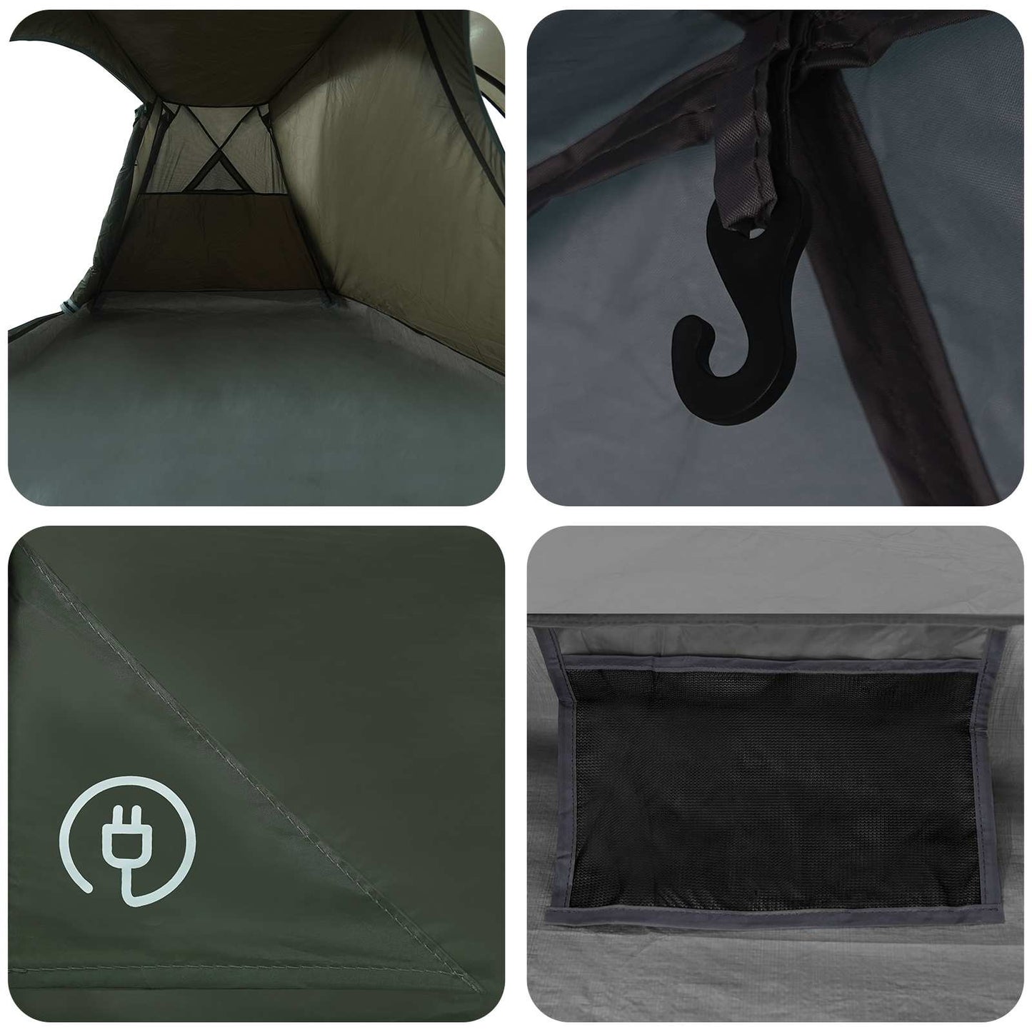 Trekking Tent with Rainfly Water-Resistant 3-Person Army Green