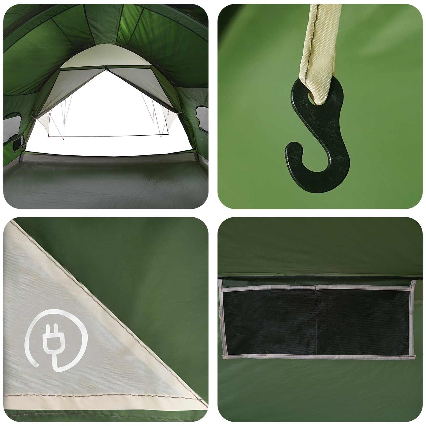 Tunnel Tent with Rainfly Water-Resistant 10-Person Green