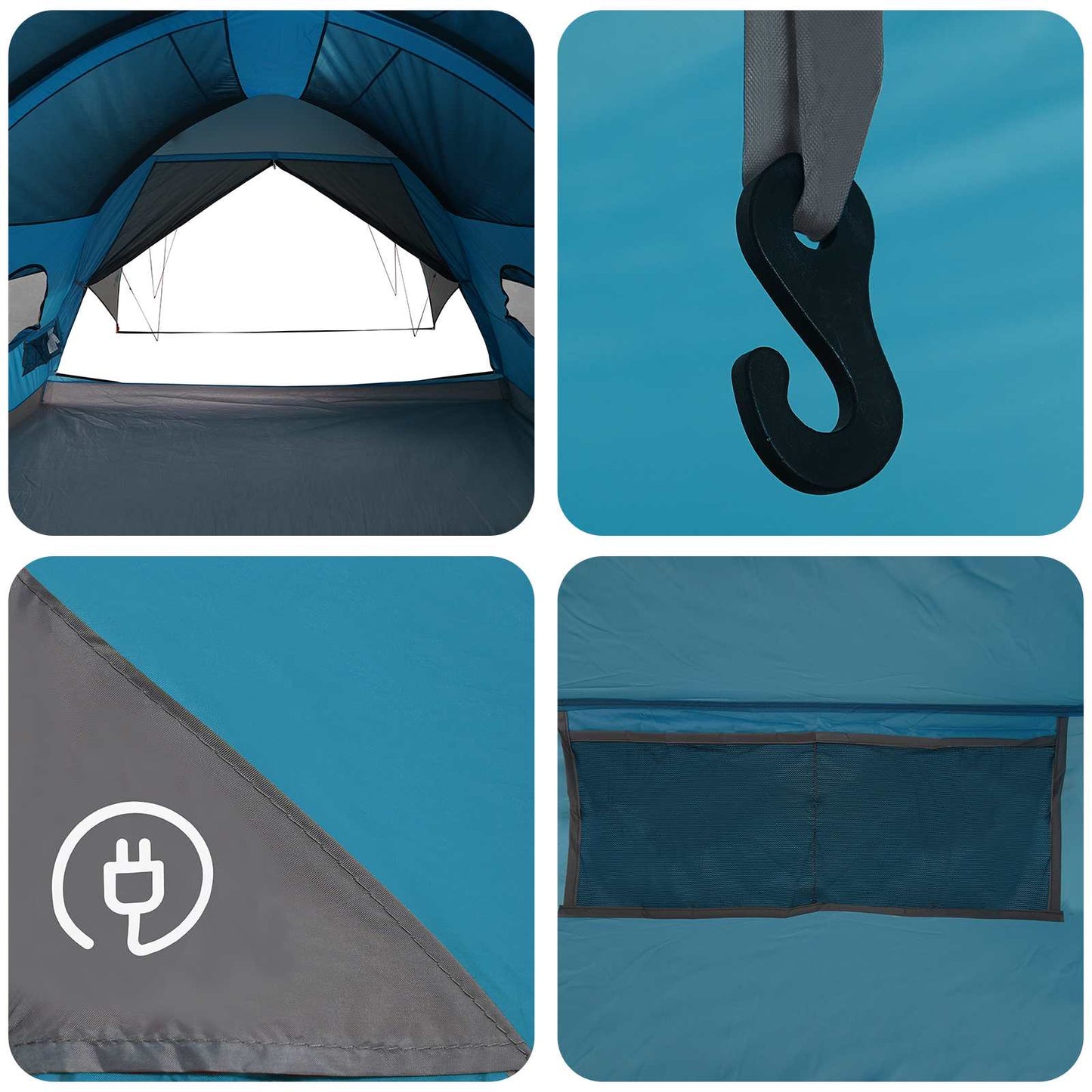 Tunnel Tent with Rainfly Water-Resistant 10-Person Blue