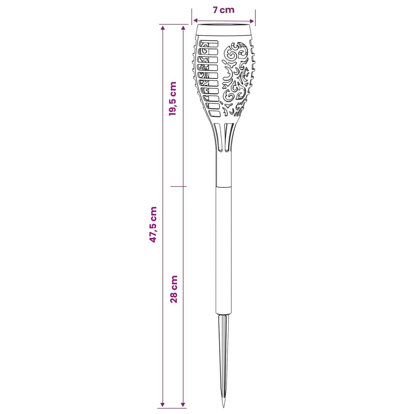 Outdoor Solar Lights with Ground Spike 12 pcs Warm White ABS