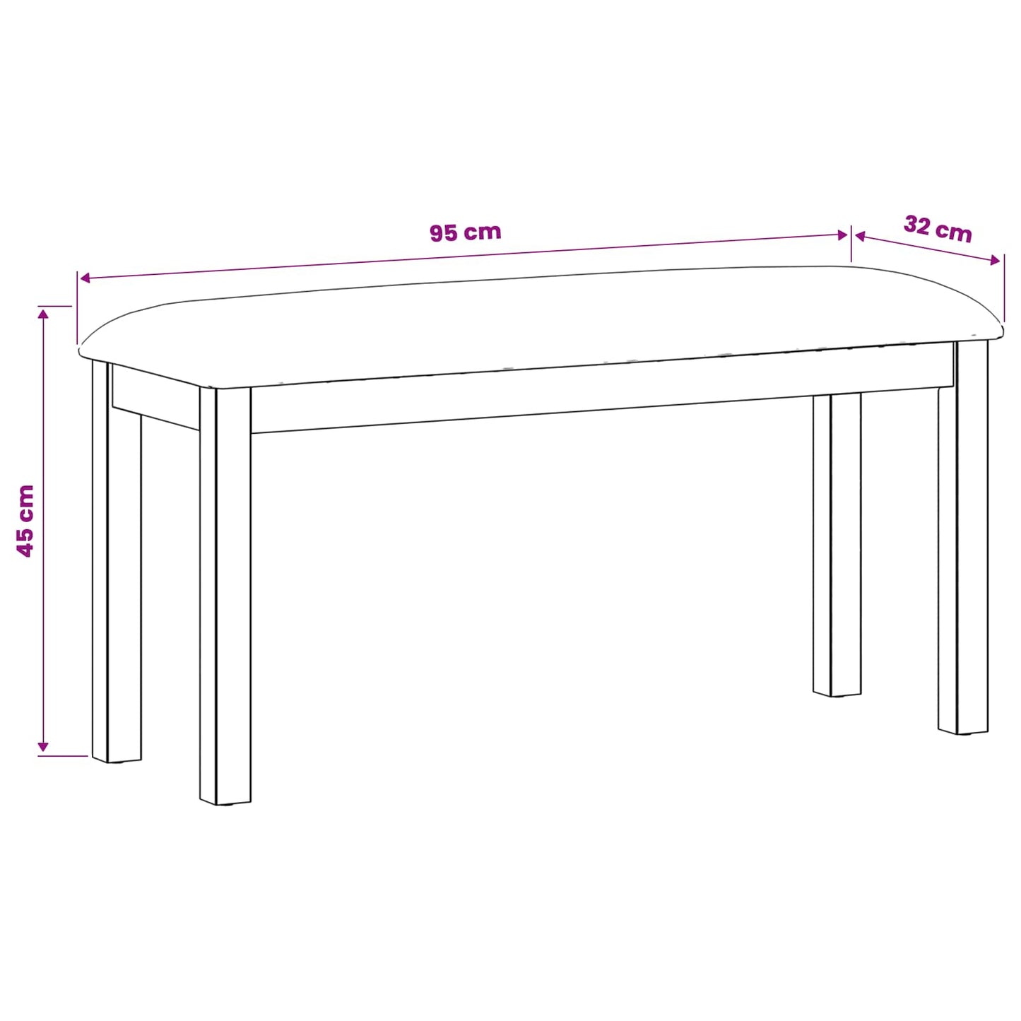 Dining Bench 95 x 32 x 45 cm Solid Oak Wood Beige