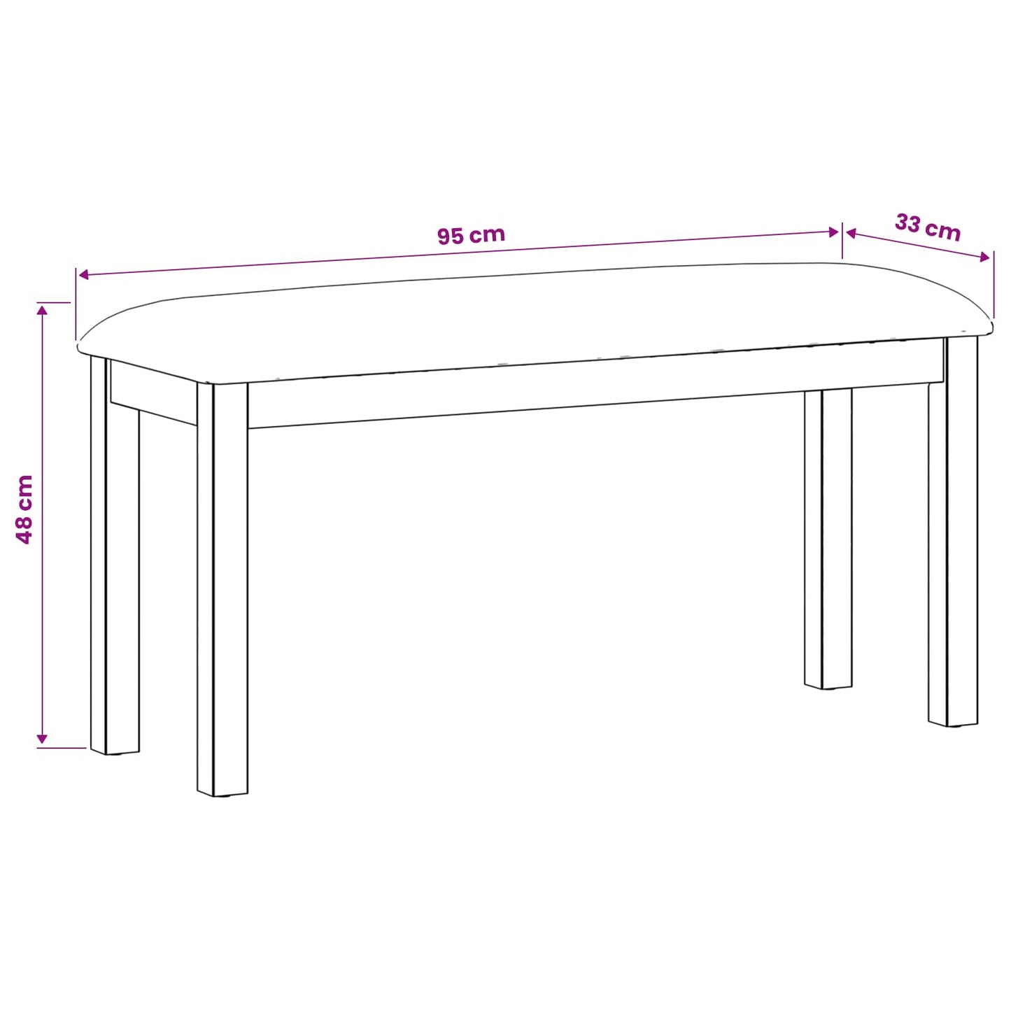 Dining Bench 95 x 32 x 45 cm Solid Oak Wood Black